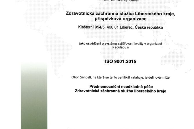 ZZS LK získala certifikát kvality ISO 9001:2015